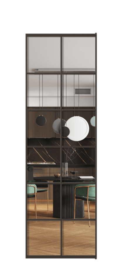 Алюминиевая дверь АЛПЛ040.05 Алюминий антрацит Прозрачное стекло "Crystal Vision", калёное Цена 156570  | Volhovec