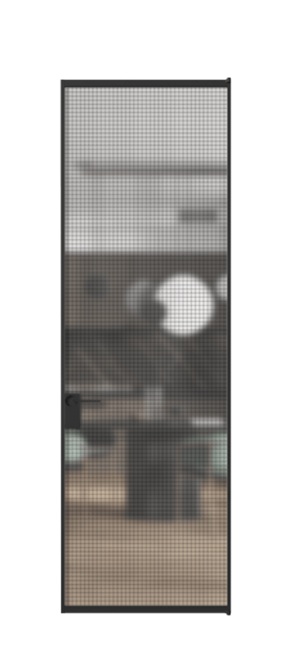 Алюминиевая дверь АЛПЛ040.01 Алюминий Черный Декоративное стекло с сеткой "Mesh silver", триплекс Цена 140370  | Volhovec