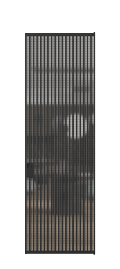 Алюминиевая дверь АЛПЛ040.06 Алюминий Черный Декоративное стекло с сеткой "Mesh silver", триплекс Цена 228870  | Volhovec