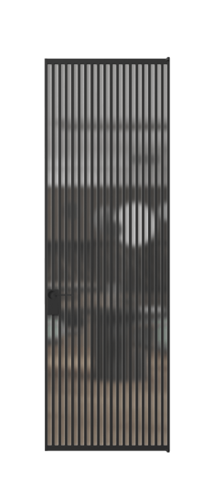 Алюминиевая дверь АЛПЛ040.06 Алюминий Черный Сатинированное стекло "Matelux Crystal Vision", калёное, матовое, каленое 6 мм Цена 228870  | Volhovec