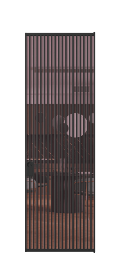 Алюминиевая дверь АЛПЛ040.06 Алюминий Черный Прозрачное розовое стекло, триплекс Цена 220870  | Volhovec