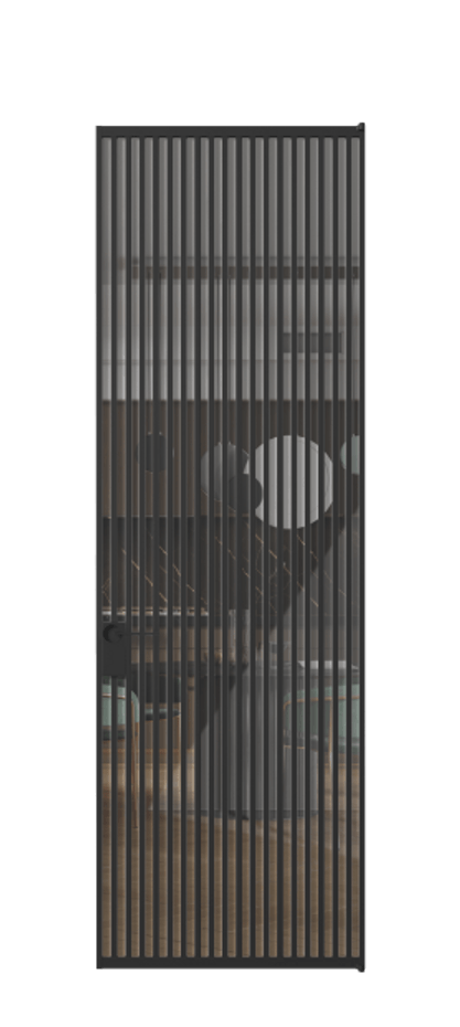 Алюминиевая дверь АЛПЛ040.06 Алюминий Черный Рефлективное прозрачное стекло "Stopsol", калёное Цена 228870  | Volhovec