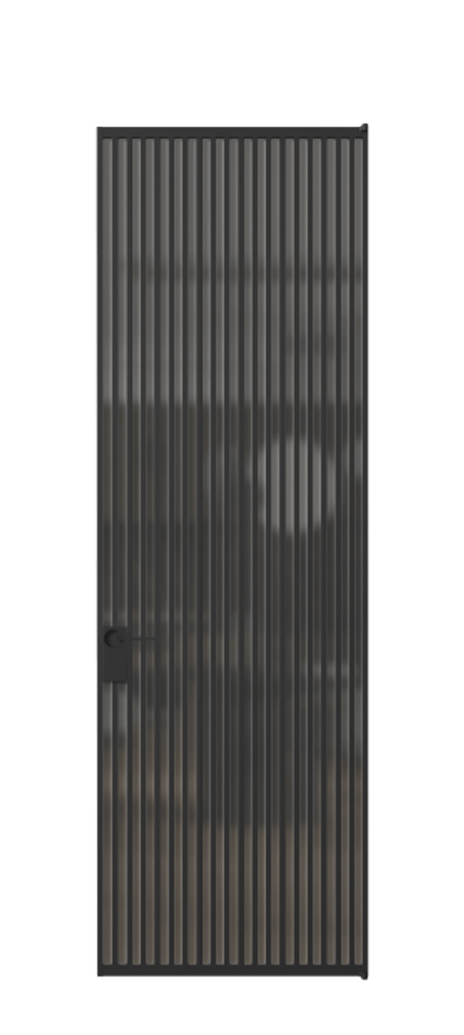 Алюминиевая дверь АЛПЛ040.06 Алюминий Черный Сатинированное серое стекло, триплекс Цена 220870  | Volhovec