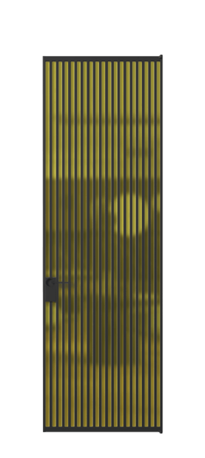 Алюминиевая дверь АЛПЛ040.06 Алюминий Черный Сатинированное жёлтое стекло, триплекс Цена 220870  | Volhovec