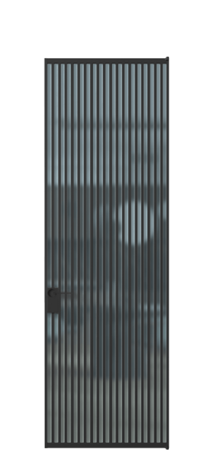 Алюминиевая дверь АЛПЛ040.06 Алюминий Черный Сатинированное голубое стекло, триплекс Цена 220870  | Volhovec