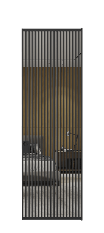 Алюминиевая дверь АЛПЛ040.06 Алюминий Черный Двустороннее зеркало, триплекс , триплекс 6 мм Цена 220870  | Volhovec