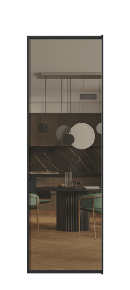 Алюминиевая дверь АЛПЛ040.01 Алюминий Черный Прозрачное бронзовое стекло, триплекс Цена 132370  | Volhovec