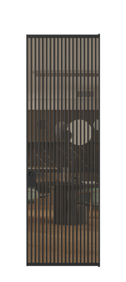 Алюминиевая дверь АЛПЛ040.06 Алюминий Черный Прозрачное оранжевое стекло, триплекс Цена 220870  | Volhovec