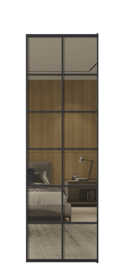 Алюминиевая дверь АЛПЛ040.05 Алюминий Черный Рефлективное бронзовое стекло "Stopsol", калёное Цена 151570  | Volhovec