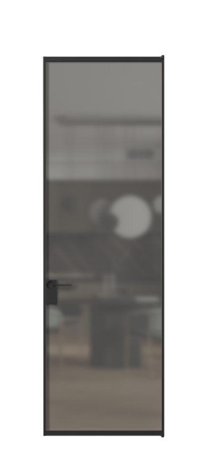 Алюминиевая дверь АЛПЛ040.01 Алюминий Черный Сатинированное серое стекло, триплекс Цена 132370  | Volhovec