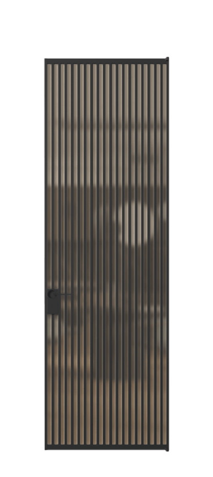 Алюминиевая дверь АЛПЛ040.06 Алюминий Черный Сатинированное оранжевое стекло, триплекс Цена 220870  | Volhovec