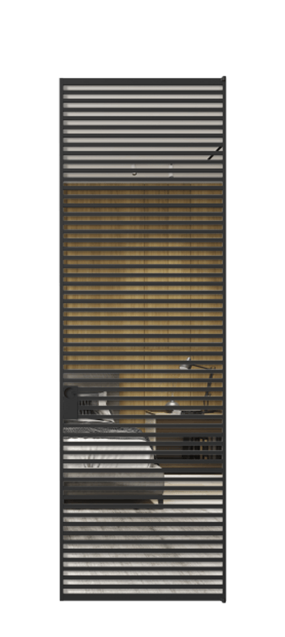 Алюминиевая дверь АЛПЛ040.07 Алюминий Черный Двустороннее зеркало, триплекс , триплекс 6 мм Цена 220870  | Volhovec