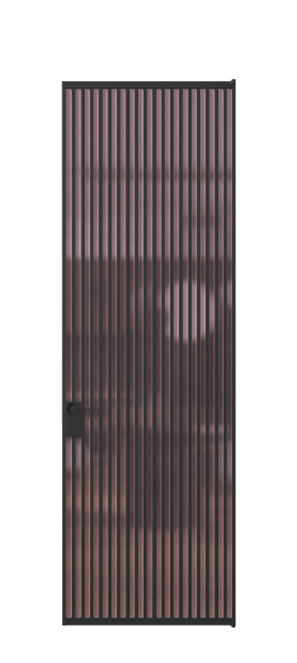 Алюминиевая дверь АЛПЛ040.06 Алюминий Черный Сатинированное розовое стекло, триплекс Цена 220870  | Volhovec