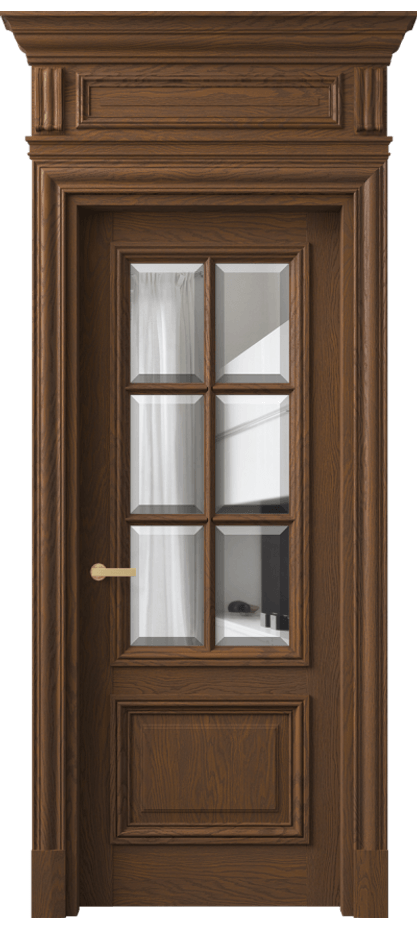 Межкомнатная дверь Antique 7312 Дуб каштановый матовый Прозрачное стекло с фацетом Цена 285749 ₽ | Volhovec