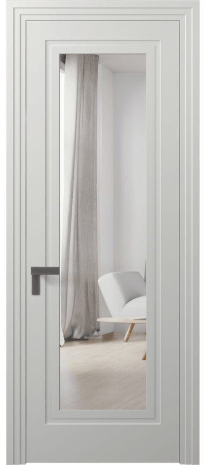 Межкомнатная дверь Rocca 8303 Матовый светло-серый Двустороннее зеркало, триплекс Цена 84899 ₽ | Volhovec