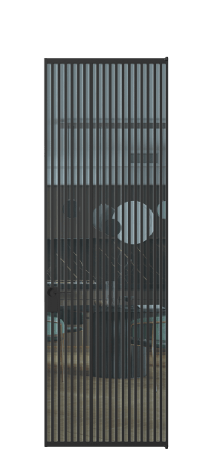 Алюминиевая дверь АЛПЛ040.06 Алюминий Черный Прозрачное голубое стекло, триплекс Цена 220870  | Volhovec