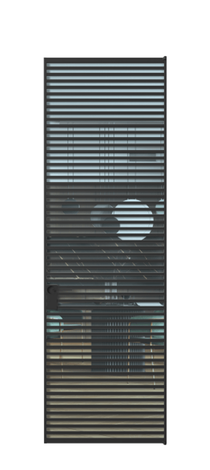 Алюминиевая дверь АЛПЛ040.07 Алюминий Черный Прозрачное голубое стекло, триплекс Цена 220870  | Volhovec