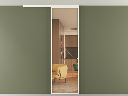 Алюминевая перегородка vd1_01 Алюминий пудровый белый Прозрачное оранжевое стекло, триплекс, 6мм. Цвет Алюминий пудровый белый. Материал Алюминий в эмали. Коллекция Перегородка Formato вдоль стены на потолок одностворчатая. Картинка.