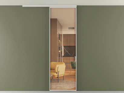 Алюминевая перегородка vd1_01 Алюминий тёплый серый Прозрачное оранжевое стекло, триплекс, 6мм. Цвет Алюминий тёплый серый. Материал Алюминий в эмали. Коллекция Перегородка Formato вдоль стены на потолок одностворчатая. Картинка.