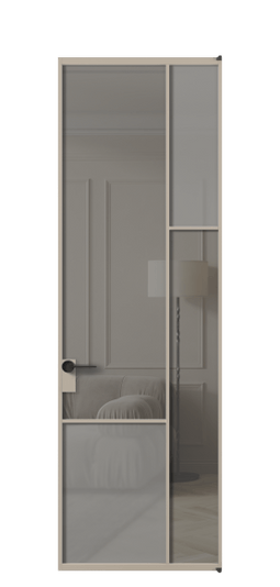 Межкомнатная дверь АЛПЛ041.12 АБСК Серый сатин матовое + Серый прозрачное. Цвет Алюминий бисквитный. Материал Алюминий в эмали. Коллекция Mosaic. Фото. Дверь межкомнатная АЛПЛ041.12 АБСК Серый сатин матовое + Серый прозрачное. Цвет Алюминий бисквитный. Материал Алюминий в эмали. Коллекция Mosaic. Картинка.