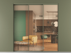 Перегородка Formato внутри проёма 3 створки с синхронным механизмом