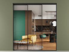 Перегородка Formato внутри проёма 3 створки с синхронным механизмом